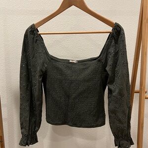 Olive Green Smocked Top